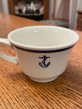 Vintage US Navy Anchor Blue and White Coffee Cup Mug by Homer Laughlin 7 ounces*